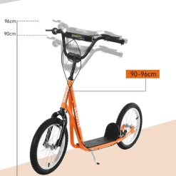 Homcom - Patinete Ajustable Para Niños Naranja