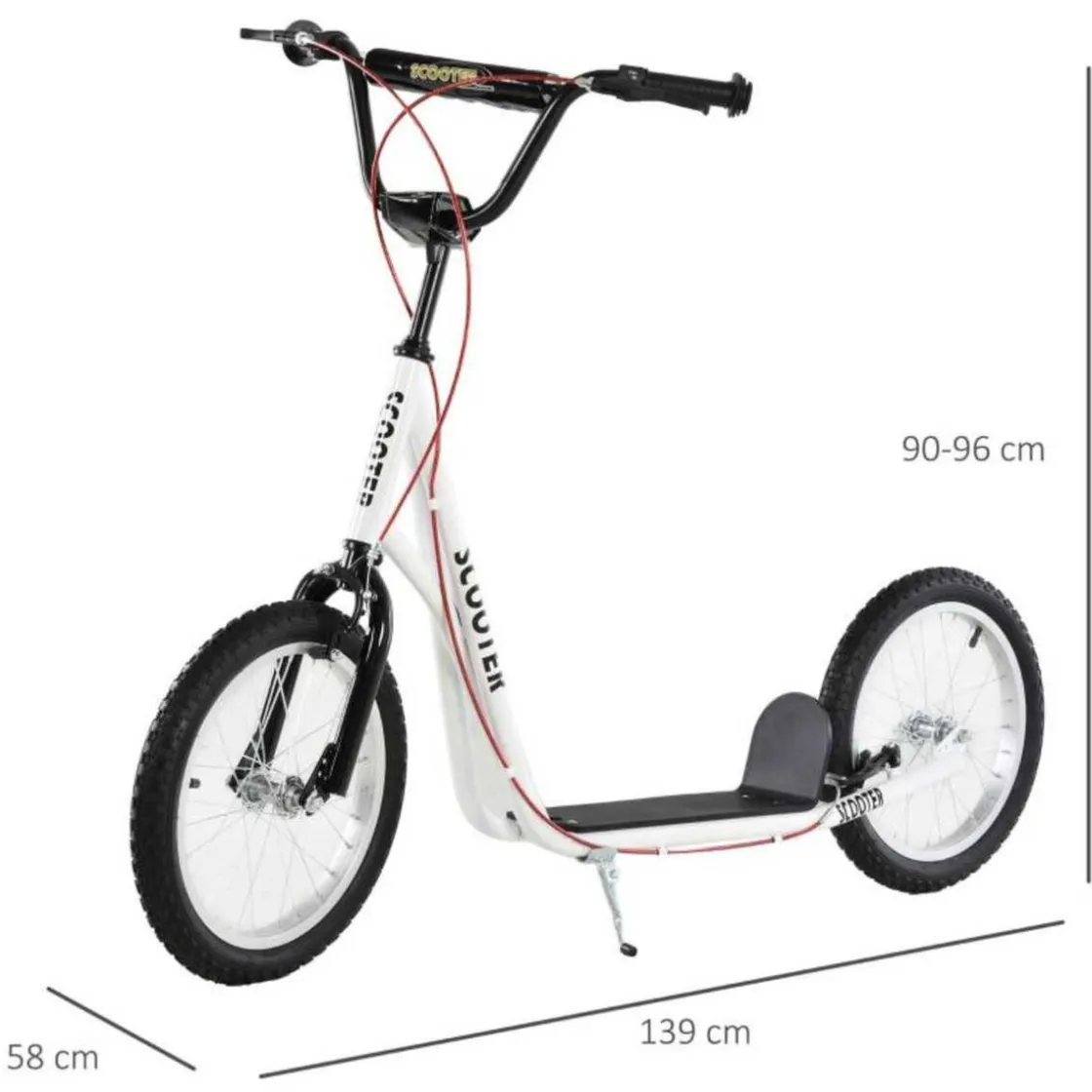 Homcom - Patinete Ajustable Para Niños Blanco* Patines Y Monopatines