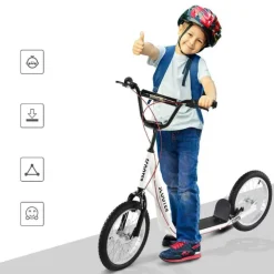 Homcom - Patinete Ajustable Para Niños Blanco* Patines Y Monopatines