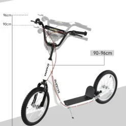 Homcom - Patinete Ajustable Para Niños Blanco* Patines Y Monopatines
