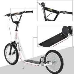 Homcom - Patinete Ajustable Para Niños Blanco* Patines Y Monopatines