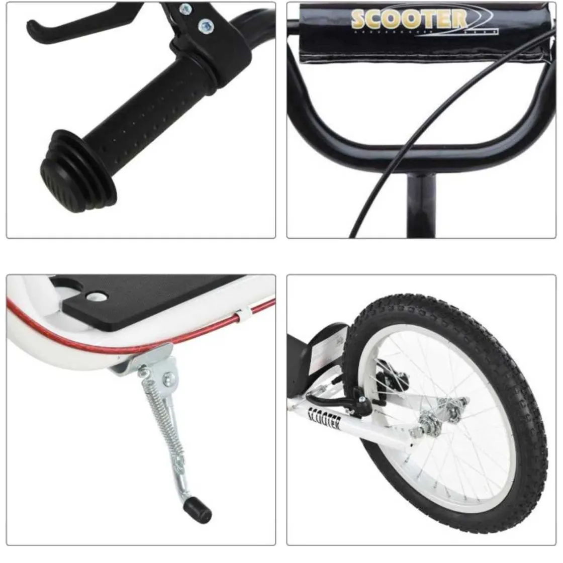 Homcom - Patinete Ajustable Para Niños Blanco* Patines Y Monopatines