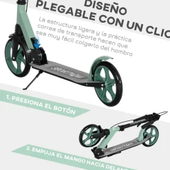Homcom - Patinete plegable aluminio verde mint