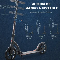 Homcom - Patinete plegable aluminio negro