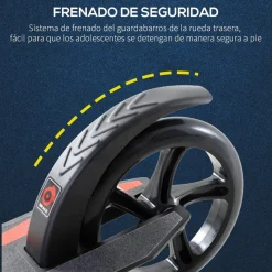 Homcom - Patinete plegable aluminio negro