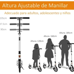 Homcom - Patinete plegable blanco* Patines Y Monopatines