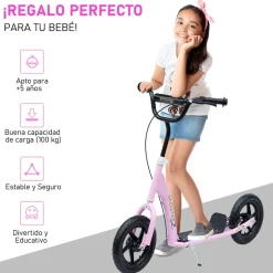 Homcom - Patinete Scooter Ajustable 2 ruedas Rosa
