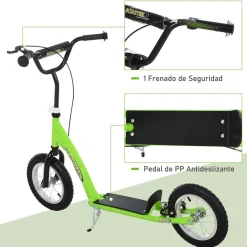 Homcom - Patinete Scooter Ajustable 2 ruedas Verde* Patines Y Monopatines