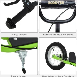 Homcom - Patinete Scooter Ajustable 2 ruedas Verde* Patines Y Monopatines