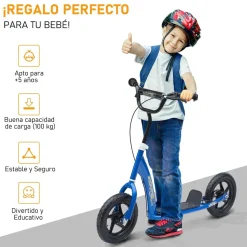 Homcom - Patinete Scooter Ajustable 2 ruedas Azul