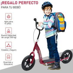 Homcom - Patinete Scooter Ajustable 2 ruedas Rojo* Patines Y Monopatines