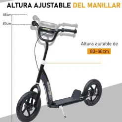 Homcom - Patinete Scooter Ajustable 2 ruedas Negro