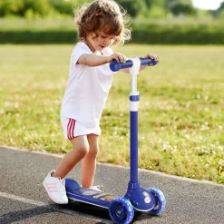 AIYAPLAY Homcom - Patinete Tri-scooter Azul con luces