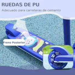 AIYAPLAY Homcom - Patinete Tri-scooter Azul con luces