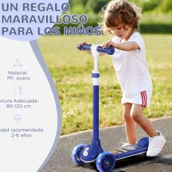 AIYAPLAY Homcom - Patinete Tri-scooter Azul con luces