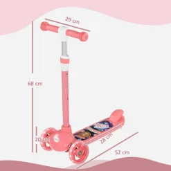 AIYAPLAY Homcom - Patinete Tri-scooter Rosa con luces