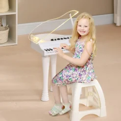 AIYAPLAY Homcom - Piano electrónico 32 teclas con taburete y micro