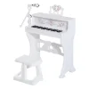Homcom - Piano Electrónico 37 teclas con taburete Blanco