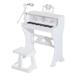 Homcom - Piano Electrónico 37 teclas con taburete Blanco
