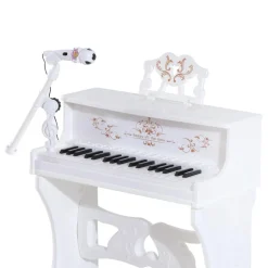 Homcom - Piano Electrónico 37 teclas con taburete Blanco