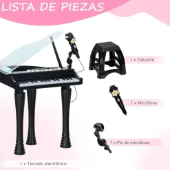 AIYAPLAY Homcom - Piano electrónico 32 teclas con taburete