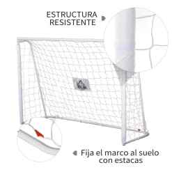 Homcom - Portería de fútbol 186x62x123 cm Blanco* Deportes
