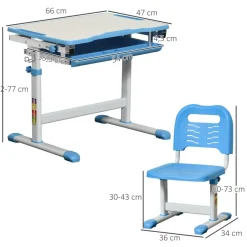 Homcom - Pupitre infantil con silla Azul y Blanco* Estilo De Vida