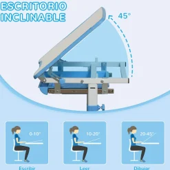 Homcom - Pupitre infantil con silla Azul y Blanco* Estilo De Vida