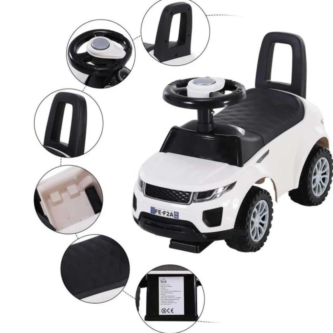 Homcom - Quad Correpasillos sin Pedales Blaco