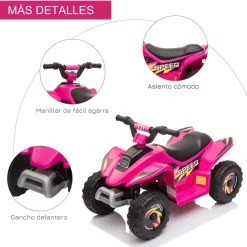 Homcom - Quad Eléctrico Batería 6V Rosa* Vehículos De Batería O A Pedales