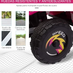 Homcom - Quad Eléctrico Batería 6V Rosa* Vehículos De Batería O A Pedales