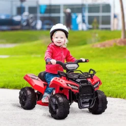 Homcom - Quad eléctrico con faros LED rojo