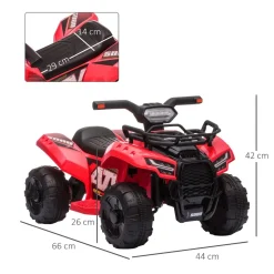 Homcom - Quad eléctrico con faros LED rojo