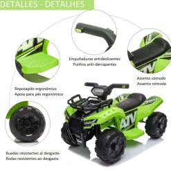 Homcom - Quad eléctrico con faros LED verde