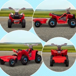 Homcom - Quad Eléctrico Rojo con Remolque* Vehículos De Batería O A Pedales