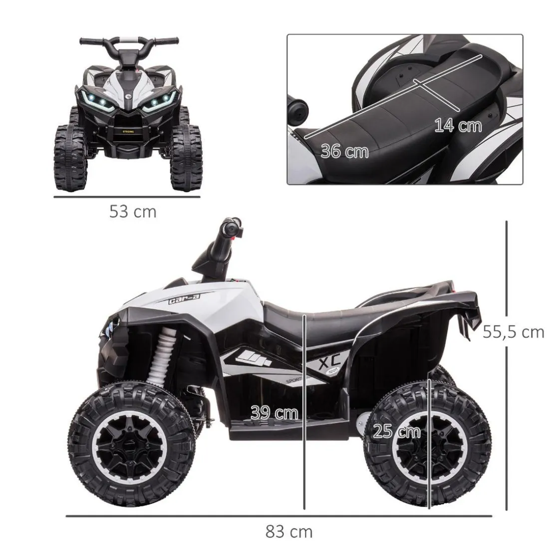 Homcom - Quad eléctrico 12V blanco