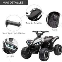Homcom - Quad eléctrico 12V blanco