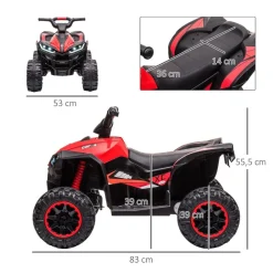 Homcom - Quad eléctrico 12V rojo* Vehículos De Batería O A Pedales