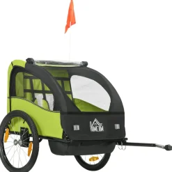 Homcom - Remolque para bicicleta Verde* Bicicletas|Portabebés Y Bici·Bicicleta Y Accesorios