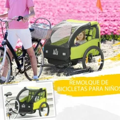 Homcom - Remolque para bicicleta Verde* Bicicletas|Portabebés Y Bici·Bicicleta Y Accesorios
