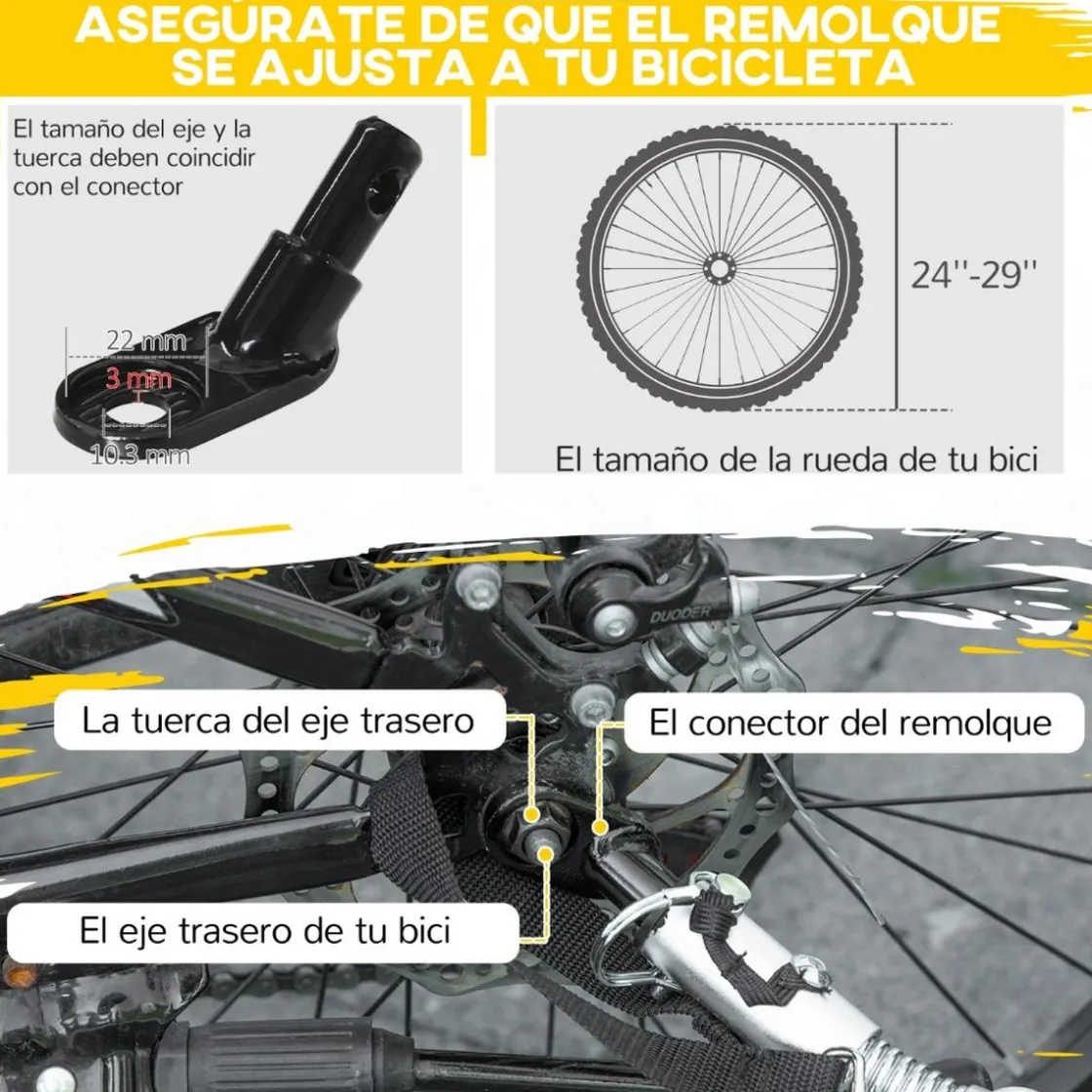 Homcom - Remolque para bicicleta Rojo