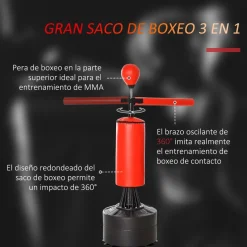 Homcom - Saco de boxeo de pie con brazo giratorio
