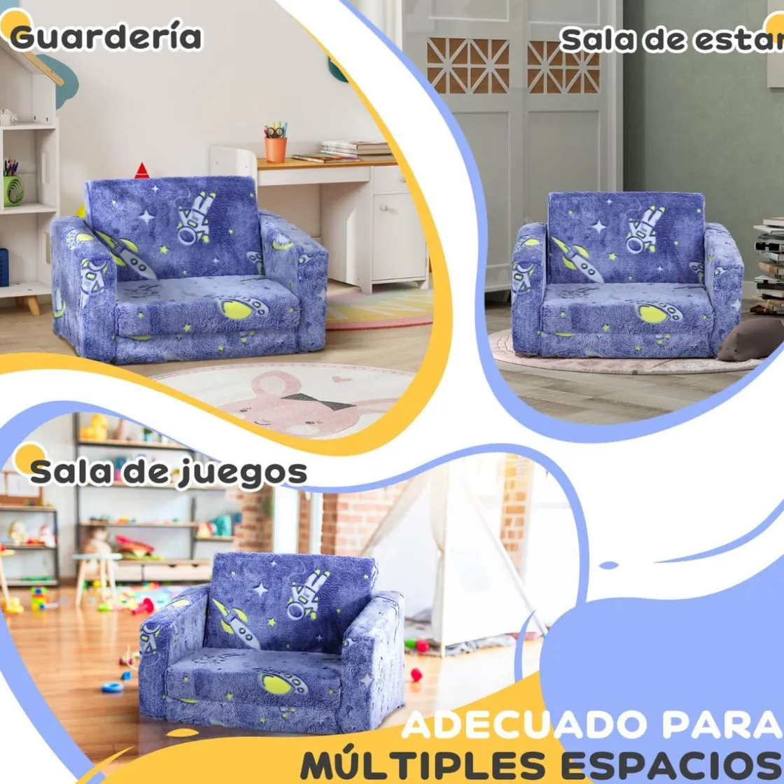 AIYAPLAY Homcom - Sillón infantil Azul brilla en la oscuridad* Estilo De Vida
