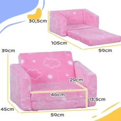 AIYAPLAY Homcom - Sillón infantil Rosa brilla en la oscuridad