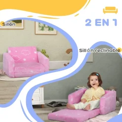 AIYAPLAY Homcom - Sillón infantil Rosa brilla en la oscuridad