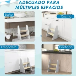 AIYAPLAY Homcom - Taburete 2 peldaños Blanco