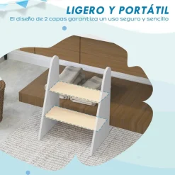 AIYAPLAY Homcom - Taburete 2 peldaños Blanco