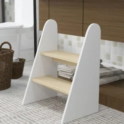 AIYAPLAY Homcom - Taburete 2 peldaños Blanco