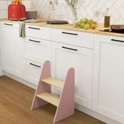 AIYAPLAY Homcom - Taburete Escalera infantil madera Rosa* Estilo De Vida