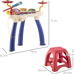 Homcom - Teclado electrónico 32 teclas con batería y taburete* Música|Electrónicos